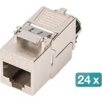 Keystone-Modul Cat. 8.1, geschirmt, 24 Stück silber, werkzeugfreier Montageanschluss