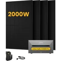 Anker Balkonkraftwerk 2000W Solaranlage Anker Solix Solarbank 2 E1600 Pro mit Smart Meter, (4x 500Wp Paneele und Smart Meter im Lieferumfang enthalten), Speicher mit integriertem Wechselrichter, All-in-One 1600 Wh Akku