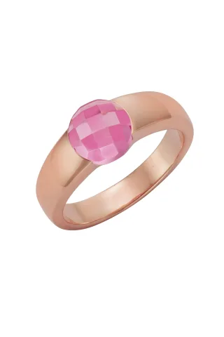 Jamelli Ring Silber 925 rosé-vergoldet mit lavendel-farbenen Quarz-Stein (beh.)