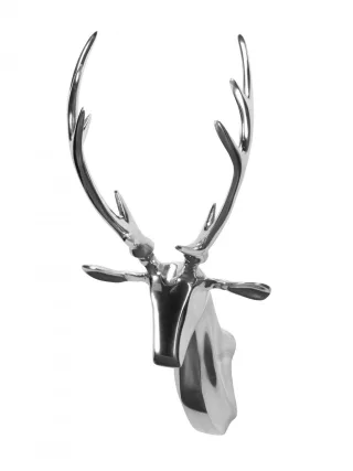 Design Wanddekoration Hirschgeweih Aluminium silbern