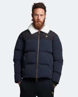 Lyle & Scott Borg Kragen Pufferjacke in Navy