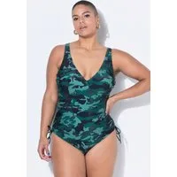 Studio Untold Badeanzug Badeanzug Camouflage Raffbänder Softcups Shaping