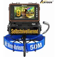 ANYSUN Rohrkamera 30/50 m, 1080P Endoskopkamera, Self-Leveling, 9-Zoll IPS Inspektionskamera (HD, Endoskop, Ladegerat, Anschlusskabel, mit Selbstnivellierung & 5100mAh wiederaufladbarer Batterie)