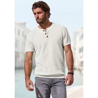 John Devin Henleyshirt - sommerliches Strickshirt mit modischem Rundhals Kleine Knopfleiste mit kontrastfarbenen Knöpfen