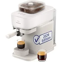 PHILIPS baristina Espressomaschine mit Bean swap BAR320/00 mit Mahlwerk für ganze Bohnen, Doppelter Bohnenbehälter, 16 bar Pumpendruck, Naturweiß​