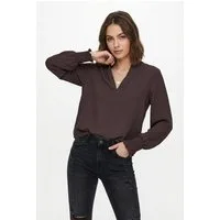 ONLY Blusenshirt ONLMETTE V-NECK LS SMOCK TOP NOOS WVN Kunstfaser, regular fit