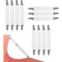 BAYLI Spannbettlaken Verstellbare Bettlakenspanner [12er Set], Betttuchspanner mit Metallc