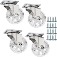 SO-TECH® Möbelrolle Lenkrollen RAPID inkl. Schrauben, belastbar bis 35 kg / St., (Set, 4-St), Durchmesser 50 mm, transparent, ohne Bremse / Feststeller