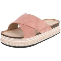 Ital-Design Damen Plateau-Pantolette mit Kreuzbanddesign Plateausandaletten (91895562) Flach Pantoletten in Altrosa