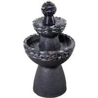 Teamson Home Gartenbrunnen 3-stufiger Sockel-Gartenbrunnen in Steinoptik mit LED, Grau