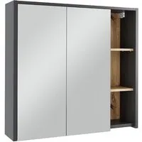 Vicco Badezimmerspiegelschrank Viola, Grau/Artisan, 80 x 75 cm mit offenen Regalen (1-St)