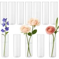 Youyijia Tischvase 12er Zylinder Vase Glas Kleine Vasen Transparent Glasvasen