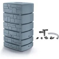 Kreher Regentonne XXL "TOWER STONE" 500 Liter in Grau / Anthrazit mit Anschlusstechnik, 500 l, Frostsicher