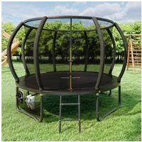 GUNJI Gartentrampolin trampolin 305/366cm, Kindertrampolin mit Sicherheitsnetz und Geländer, Ø 305 cm, (150 kg Tragfähigkeit, in den Farben schwarz und blau erhältlich, 360°-Geländer)