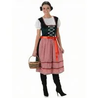REDSUN Kostüm Dirndl-Kostüm Bayerin-Damenkostüm Tracht grün-rot-weiss