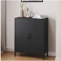 skølm Kommode Atria aus Metall (Schwarz, 3 Fächer), höhenverstellbare Böden, Highboard auch verfügbar mit Schubladen