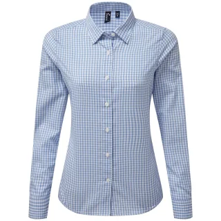 Premier - "Maxton" Hemd für Damen Langärmlig (Helles Marineblau/Weiß)