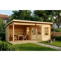 Alpholz Gartenhaus Holz Carl, BxT: 598x330 cm, in Naturbelassen mit 28mm Wandstärke
