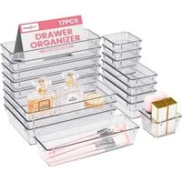 House Day Organizer Schubladen Organizer Set, 4 Größen, für Bad, Küche & Kosmetik (17 St), Schminktisch Organizer, Klar Kunststoff
