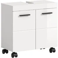 welltime Waschbeckenunterschrank AVON, Breite 60 cm, 2 Türen, 1 Einlegboden, 2 Fächer (mit Siphonausschnitt 22x8 cm, Rückwand mit Ausschitt) Badmöbel, Badschrank, Unterschrank, Waschtisch, Kommode, Bad