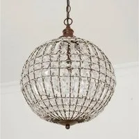 Grafelstein Hängeleuchte Kugellampe CRISTAL mit Kristallen D34cm antik braun Deckenleuchte Kuge