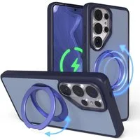 EAZY CASE Handyhülle Outdoor Galaxy S26 Ultra Case mit MagSafe Rotation Ring 6,9 Zoll, Outdoor Handy Hülle mit Rotation Ring Stoßfest aufstellbar Dunkelblau