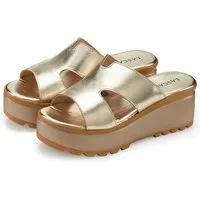 LASCANA Sandale, Sommerschuh, Mule, offener Schuh, Pantolette NEU aus Leder mit Keilabsatz