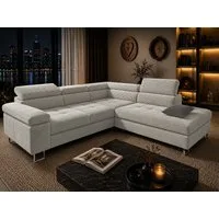 Goldstoff Ecksofa mit Schlaffunktion, Cord Couch für Wohnzimmer - Cord Ecksofa, Cord Sofa VOYAGE 2 Teile, Großer Bettkasten