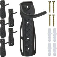 relaxdays Fahrradwandhalterung Schwarze Fahrrad Wandhalterung 6er Set