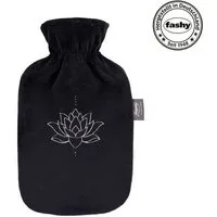 Fashy Wärmflasche Fashy Wärmflasche mit Flauschbezug und Glitzer Seerose schwarz 2 L