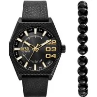 Diesel Quarzuhr SCRAPER DZ2210SET, (Set, 2-tlg., mit Armband), Armbanduhr, Herrenuhr, ideal auch als Geschenk, Lederarmband