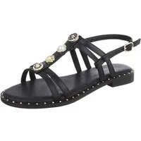 Ital-Design Damen Sandale mit Zierelementen und Fersenriemen Riemchensandalette (92002741) Blockabsatz Riemchensandalen in Schwarz