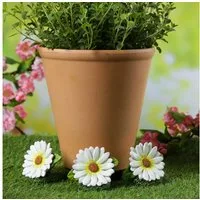 MARELIDA Blumentopfuntersetzer Blumentopffüße weiße Blumen Pflanzkübel Untersetzer Kübelfüße 3er Set, 3-tlg.
