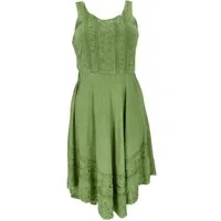 Guru-Shop Midikleid Besticktes Boho Sommerkleid, Midikleid,.. alternative Bekleidung