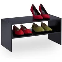 relaxdays Schuhregal Schwarzes Schuhregal mit 2 Ablageflächen
