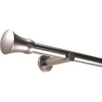Deco-Raum Gardinenstange Kegel in Edelstahl-optik, Ø 25 mm, 1-läufig, Wunschmaßlänge, kürzbar, Bohren, verschraubt, Metall, Komplett-Set mit Montagematerial