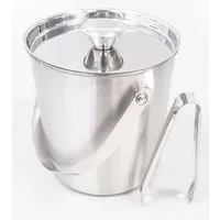 Ebaxx Eiswürfelbehälter Eiskühler Eis Eimer Kübel mit Deckel Eiszange Edelstahl Zange, Edelstahl