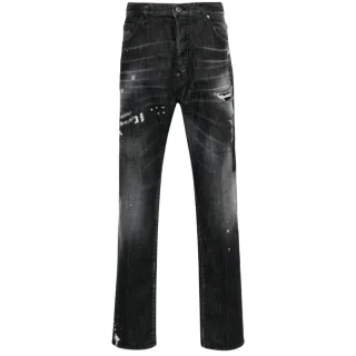 Dsquared2 642 Denim Paint Splash Schwarze Jeanshose Herren