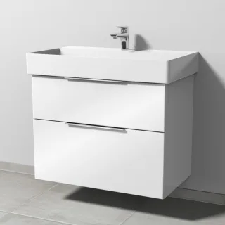 Sanipa 3way Waschtischunterbau zu Duravit Dura Square Waschtisch mit 2 Auszügen, Weiß-Glanz UF42878