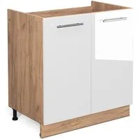 Vicco Unterschrank Fame-Line, Weiß Hochglanz/Goldkraft Eiche, 80 cm ohne Arbeitsplatte (1-St)