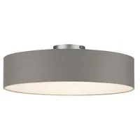 meineWunschleuchte Deckenleuchte mit Stoff Lampenschirm Grau Braun Ø 60cm, ohne Leuchtmittel, große Stoff-Lampe, gemütliche Deckenlampe, E14 Schlafzimmerlampe