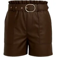 Mississhop Lederimitathose Damen Shorts aus Kunstleder mit Gürtel M.402