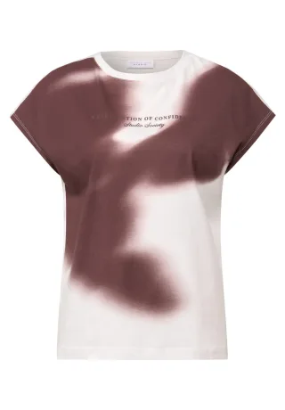 Street One Studio - Shirt mit Print und Wording braun/rot/weiß - Gr. - 34