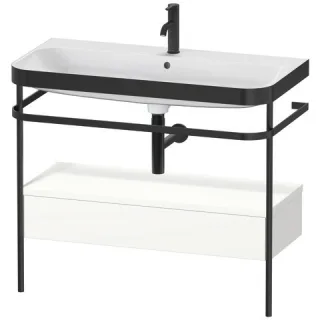 Duravit Happy D.2 Plus c-bonded Set mit Metallkonsole und Schubkasten Weiß Seidenmatt 975x490x850 mm HP4743O3636