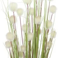 Kunstpflanze Dekobündel "Blütenkugel", 105 cm hoch, Kunstgras mit weißen Blüten Gras, Dekoleidenschaft, Höhe 105 cm, Gräserbündel, Ziergras, künstliche Zweige, Dekopflanze, Kunstpflanze