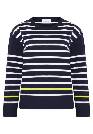 CARTOON - Strickpullover Weiß/Blau - Gr. - 38