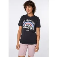SUBLEVEL T-Shirt Damen Rundhalsshirt mit Bergprint Baumwollshirt mit Bergpanorama und Wander-Statements