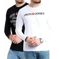 Jack & Jones Langarmshirt (Spar-Set, 2er-Pack) basic Regular Shirt mit Printdruck im 2er Set