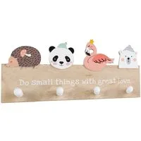 Garderobenleiste Wandgarderobe für Kinder, JONA, B 30 x H 12 cm, (1 St), Tiermotive, Mehrfarbig, mit 4 Haken