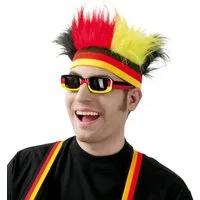 Fries Kostüm-Perücke Deutschland Fan Stirnband mit Deutschland Haaren EM WM, Stirnband mit Haaren